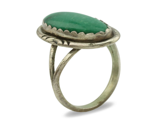 Navajo Ring .925 Silver Kingman Turquoise Native American Artist C.1980's