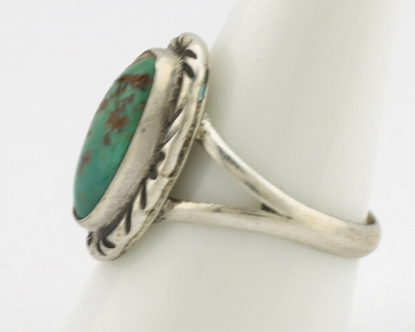 Navajo Ring .925 Silver Kingman Turquoise Native Artist Signed C.80's