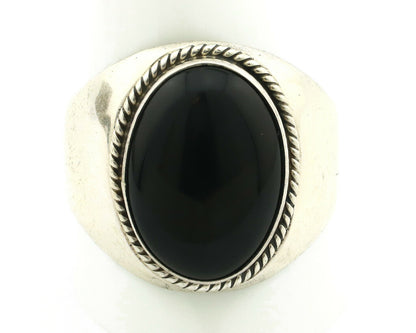 Navajo Ring .925 Silver Handmade Black Onyx Native American Artist C.80's