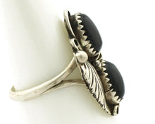 Navajo Ring 925 Silver Natural Mined Onyx Artist Signed T Thomas C.80's