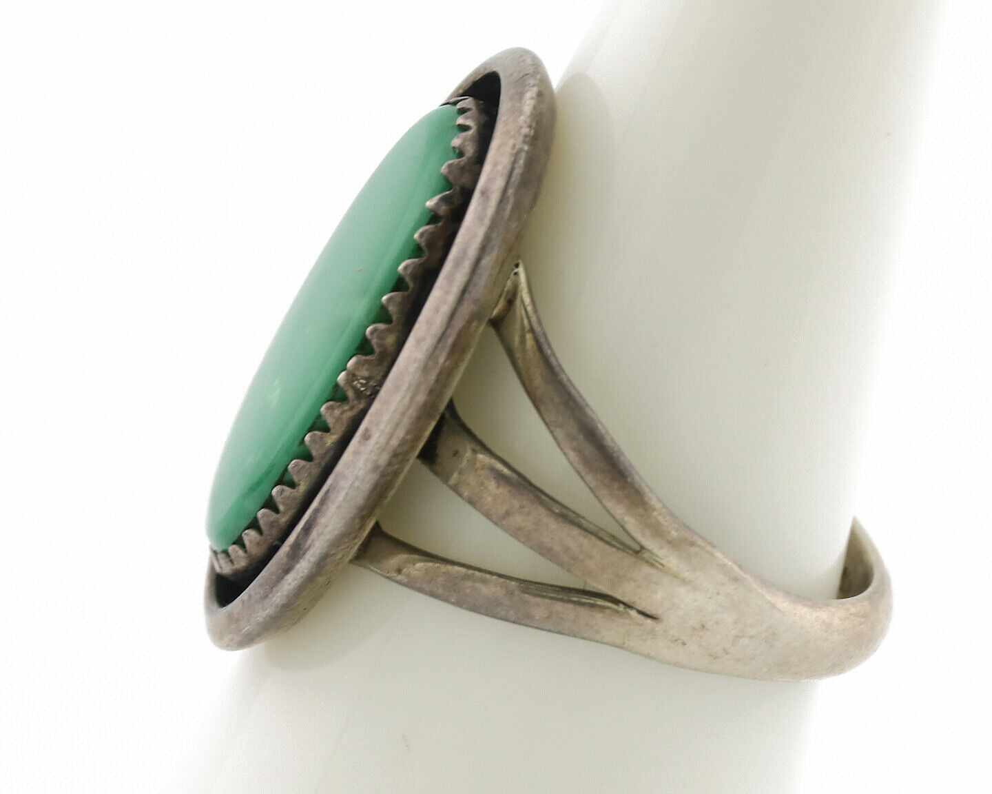 Navajo Ring .925 Silver Green Turquoise Native American Artist C.1980's