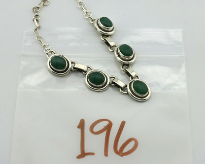 Navajo Necklace .925 Silver Natural Green Jade Native American Artist C.80's
