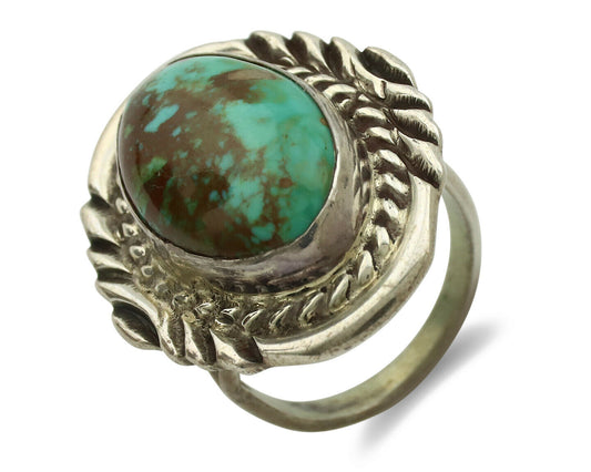 Navajo Ring .925 Silver Kingman Turquoise Signed Billy Eagle C.1980's