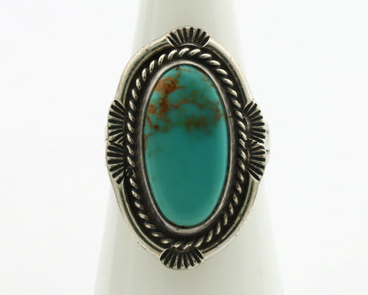 Navajo Ring .925 Silver Kingman Turquoise Signed M Begay C.1980's