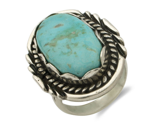 Navajo Ring .925 Silver Turquoise Mountain Apache MFG C.80's