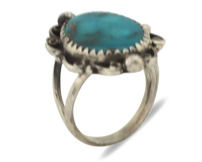 Navajo Ring .925 Silver Morenci Turquoise Artist Billy Eagle C.80's