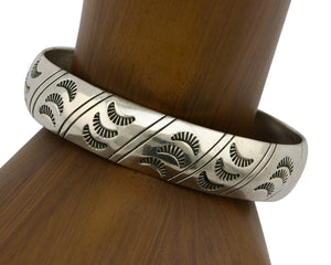 Navajo Bracelet .925 Silver Hand Stamped Artist Signed Tracy C.80's