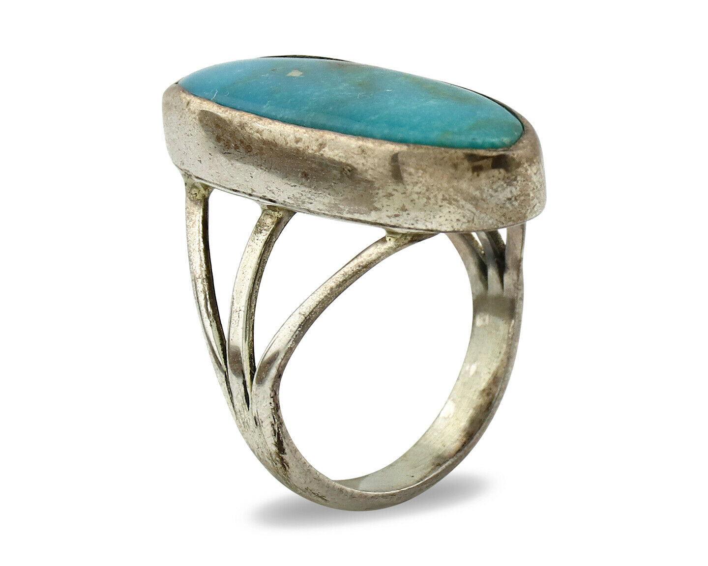 Navajo Ring .925 Silver Nevada Turquoise Native American Artist C.80's