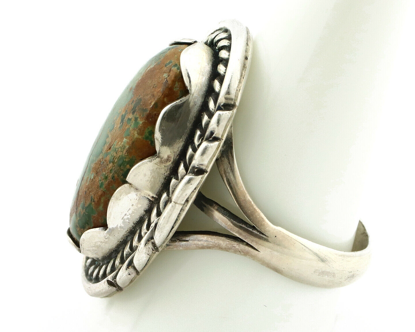 Navajo Ring .925 Silver Natural Aqua Turquoise Signed Apache C.80's