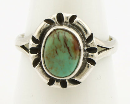 Navajo Ring .925 Silver Kingman Turquoise Artist Signed Gecko C.90's