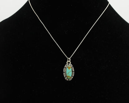 Navajo Necklace .925 Silver Arizona Turquoise Signed Gecko C.1980's