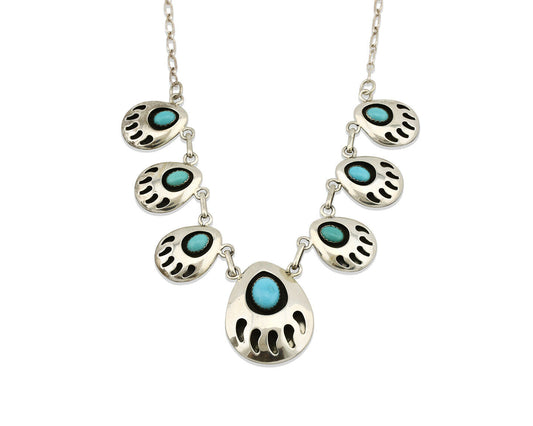 Navajo Necklace .925 Silver Sleeping Beauty Turquoise Native American C.80's