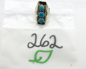 Navajo Ring 925 Silver Sleeping Beauty Turquoise Signed Carol Felley C.80's