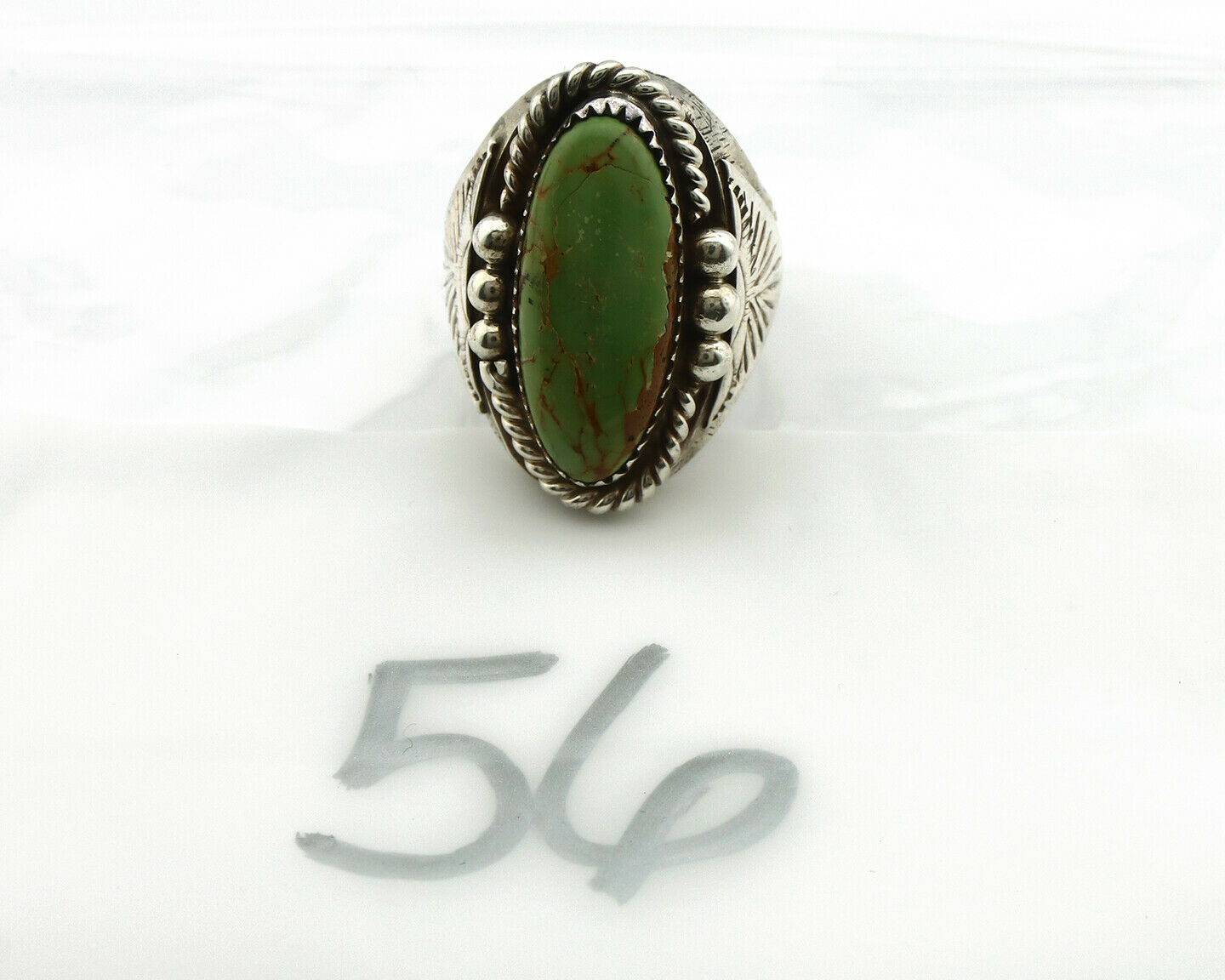 Navajo Ring .925 Silver Colorado Turquoise Native American Artist C.80's