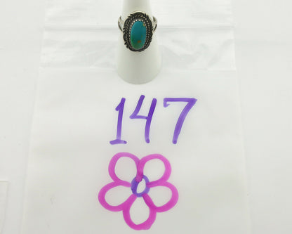 Navajo Ring .925 Silver Natural Turquoise Native American Artist C.1980's