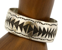 Navajo Bracelet .925 Silver Hand Stamped Overlay Native American C.80's