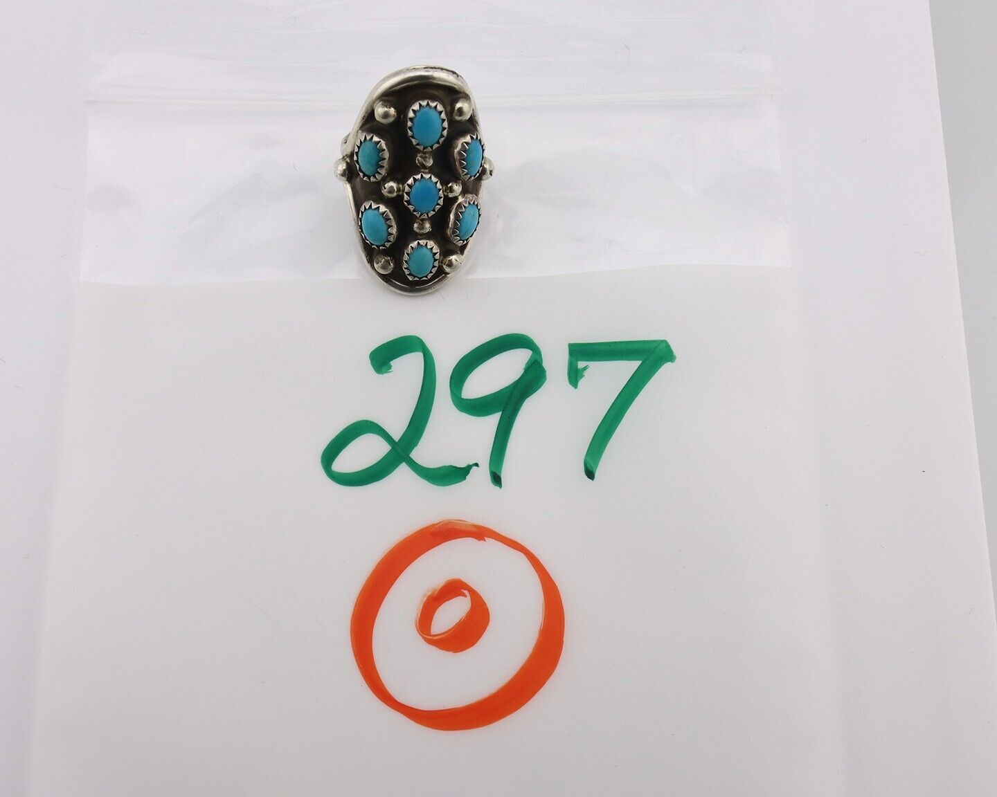 Navajo Ring .925 Silver Natural Blue Turquoise Artist Signed L Henderson C.80's