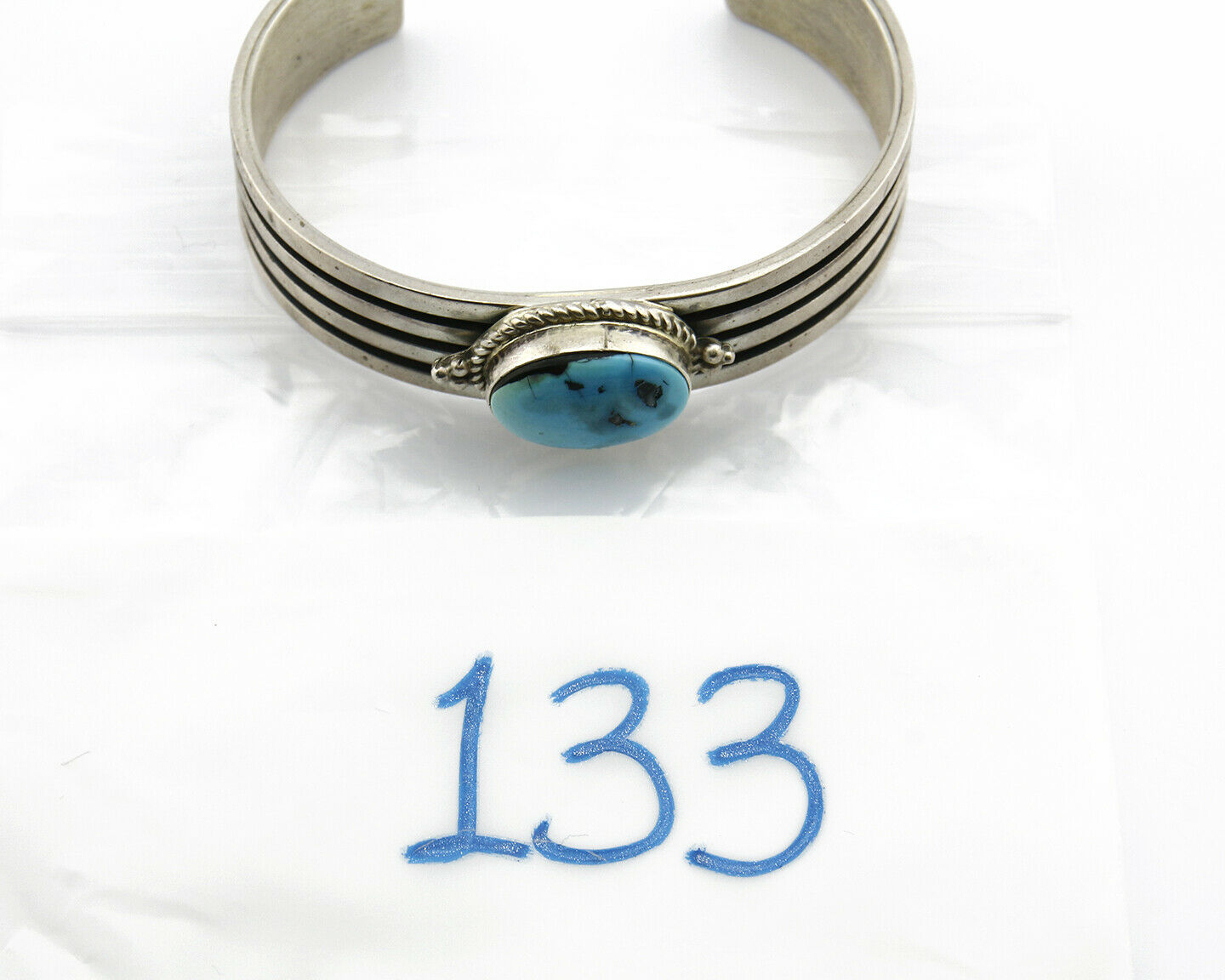 Navajo Bracelet .925 Silver Kingman Turquoise Artist Native American Circa 80's