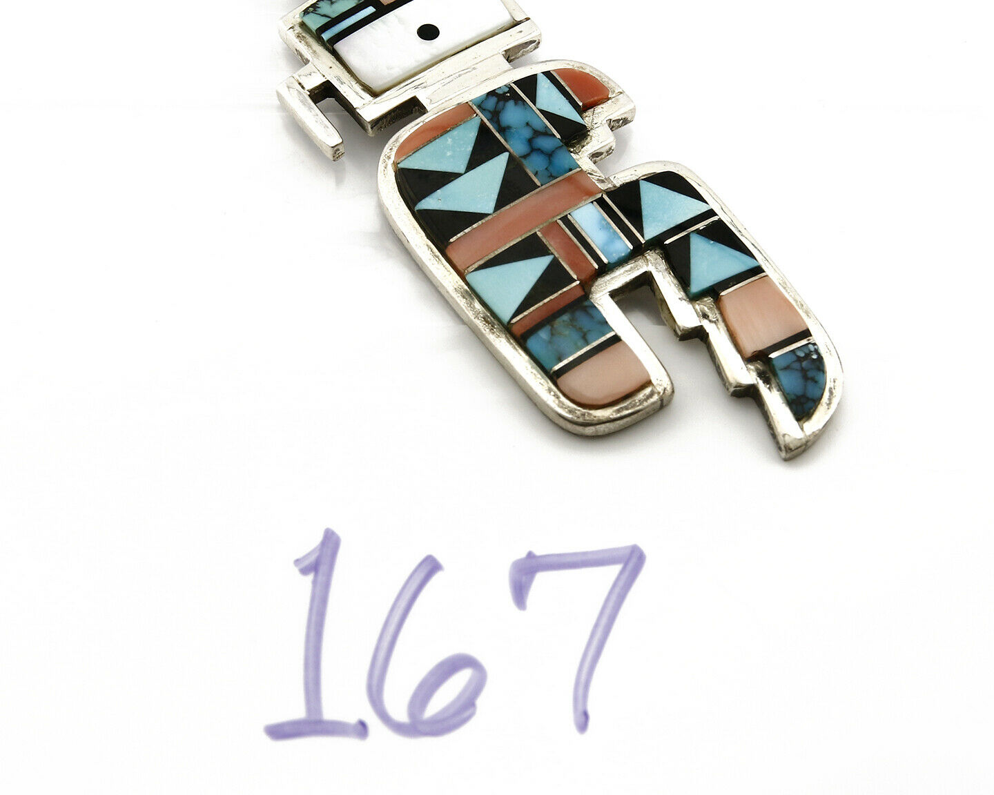 Navajo Turquoise Pendant .925 Silver Signed Ray Delgarito C.80's