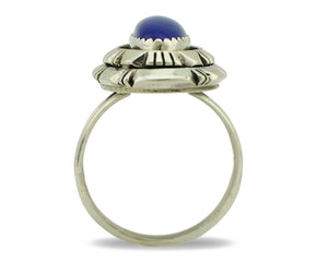Navajo Handmade Ring 925 Silver Natural Lapis Lazuli Artist Signed RMJ C.80's
