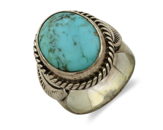 Navajo Handmade Ring 925 Silver Blue Turquoise Signed C Montoya C.80's