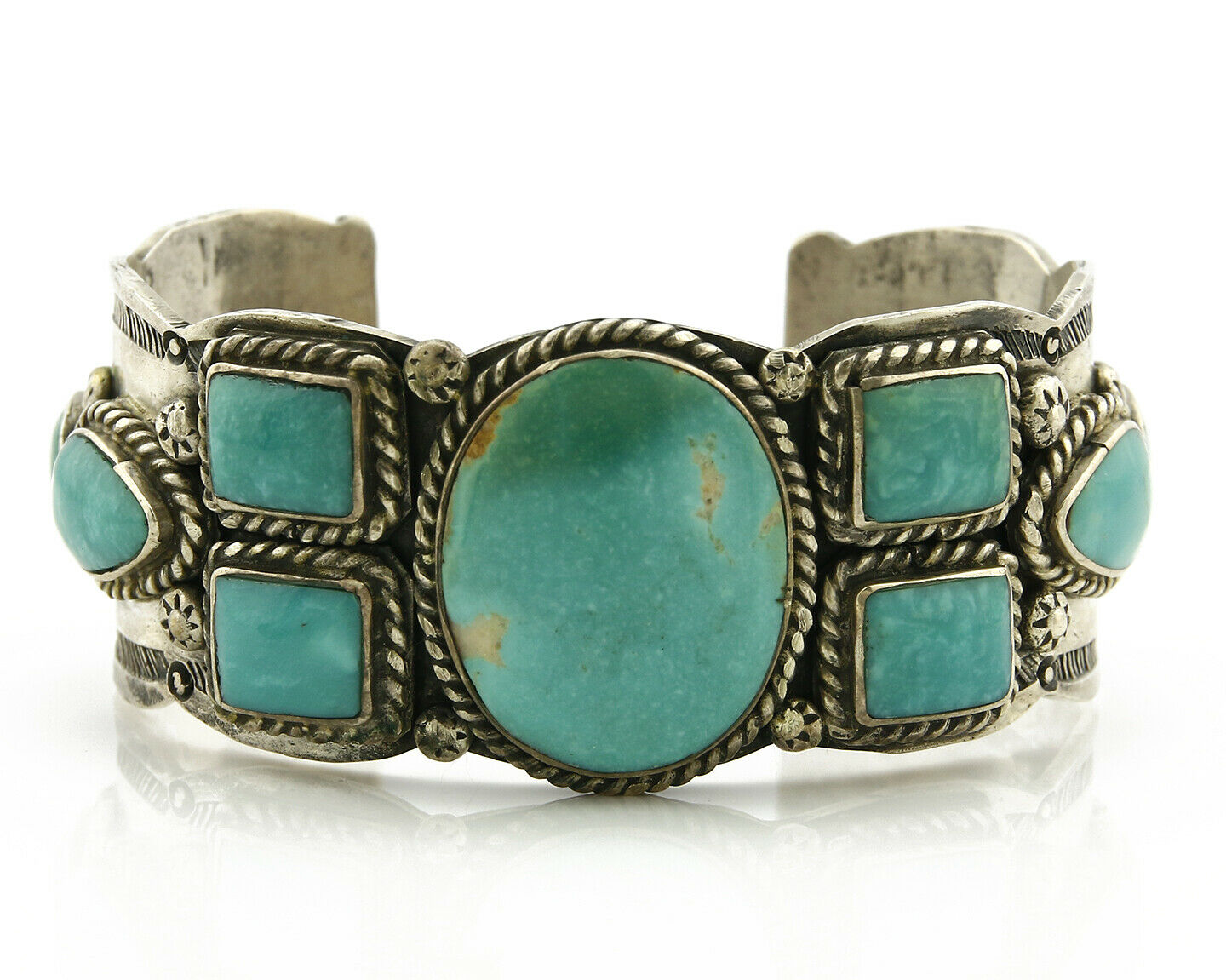 Navajo Bracelet .925 Silver South West Turquoise Artist Native American C.80's