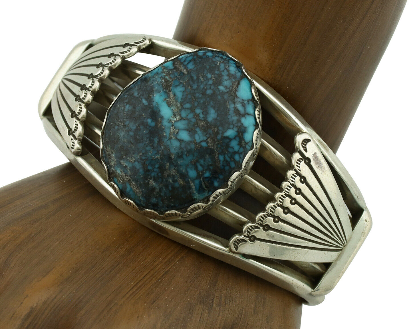 Navajo Bracelet .925 Silver Royal Turquoise Artist Signed P C.80's