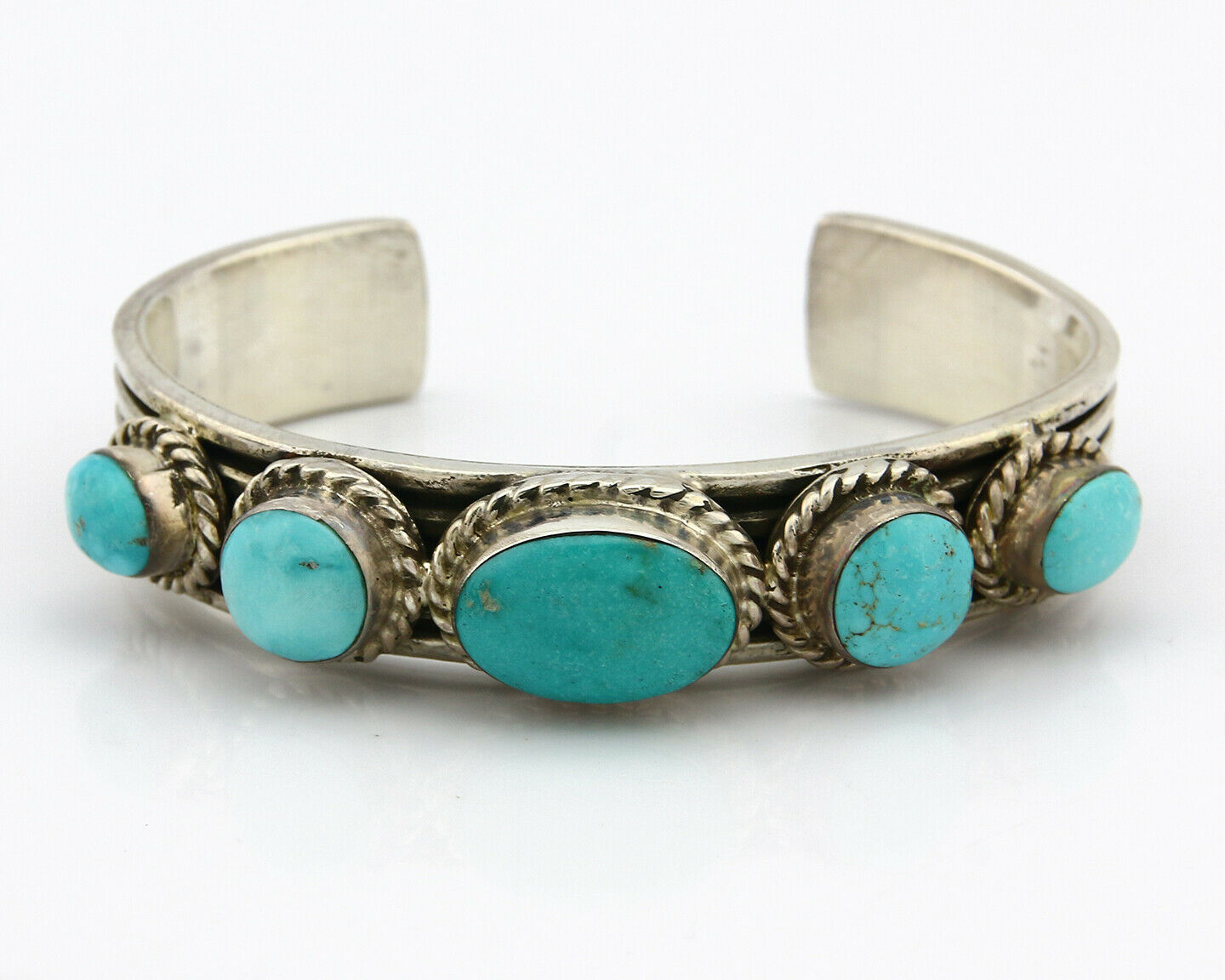 Navajo Turquoise Bracelet SOLID .925 Silver Signed Artist FC C.80's