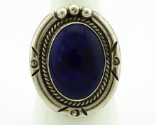 Navajo Hand Stamped Ring 925 Silver Natural Lapis Native American Artist C.80's