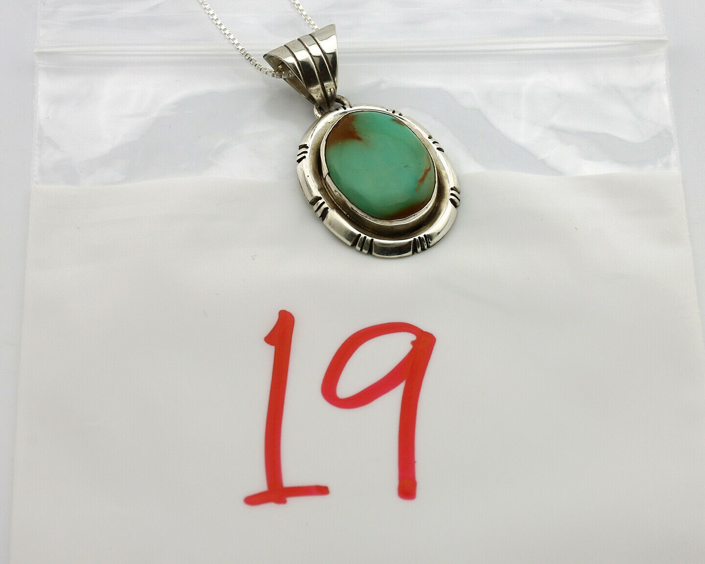 Navajo Necklace .925 Silver Kingman Turquoise Signed UP C.1980's