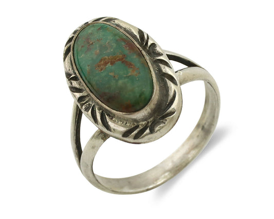 Navajo Ring .925 Silver Kingman Turquoise Native Artist Signed C.80's