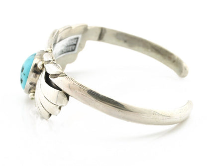 Navajo Bracelet 925 Silver Sleeping Beauty Turquoise Artist Signed M Montoya C80