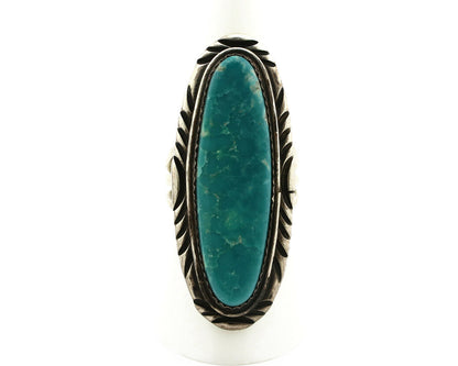 Navajo Ring .925 Silver Kingman Turquoise Signed Artist USA C.80's