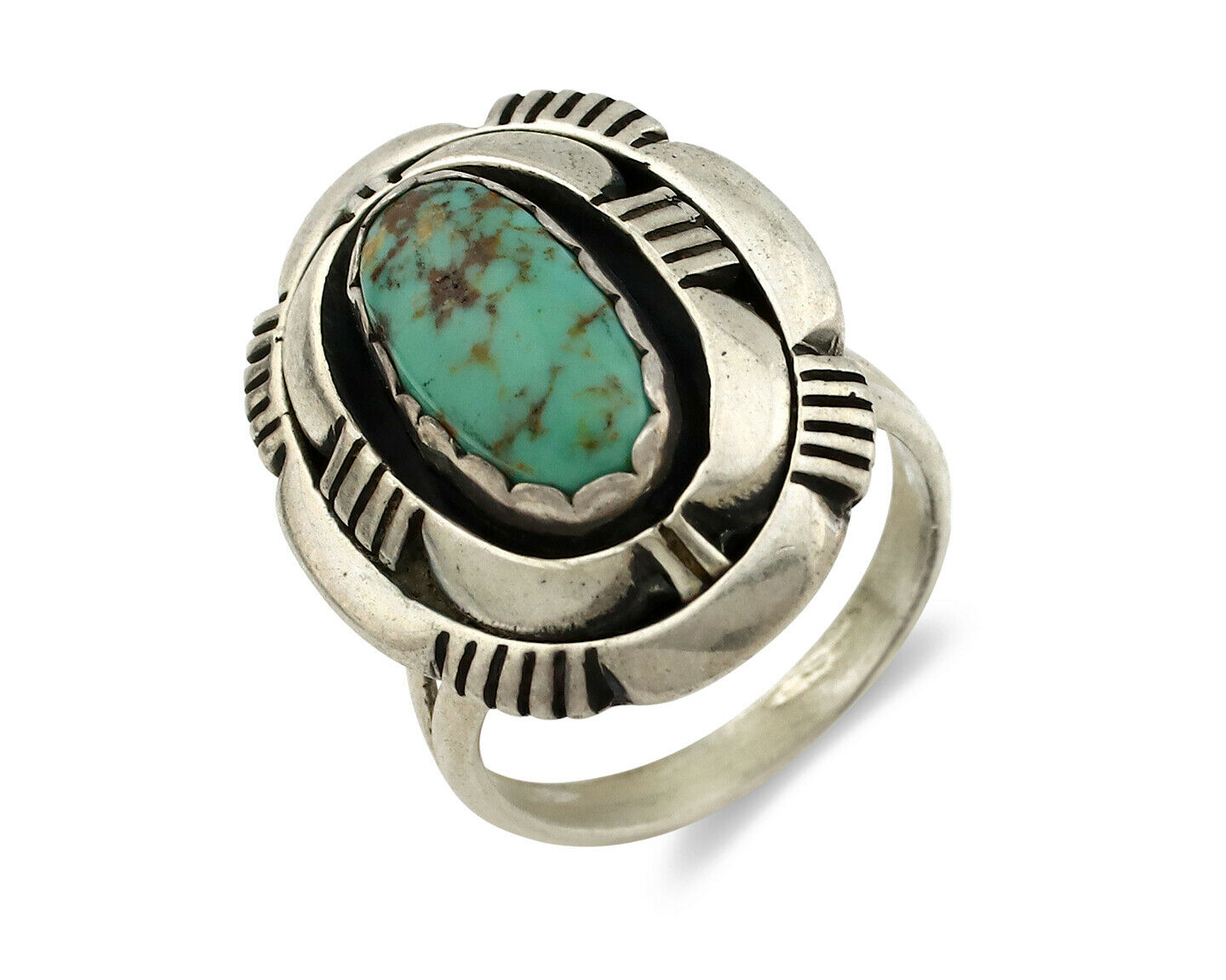 Navajo Ring .925 Silver Royston Turquoise Artist Signed L. M. Nez C80s