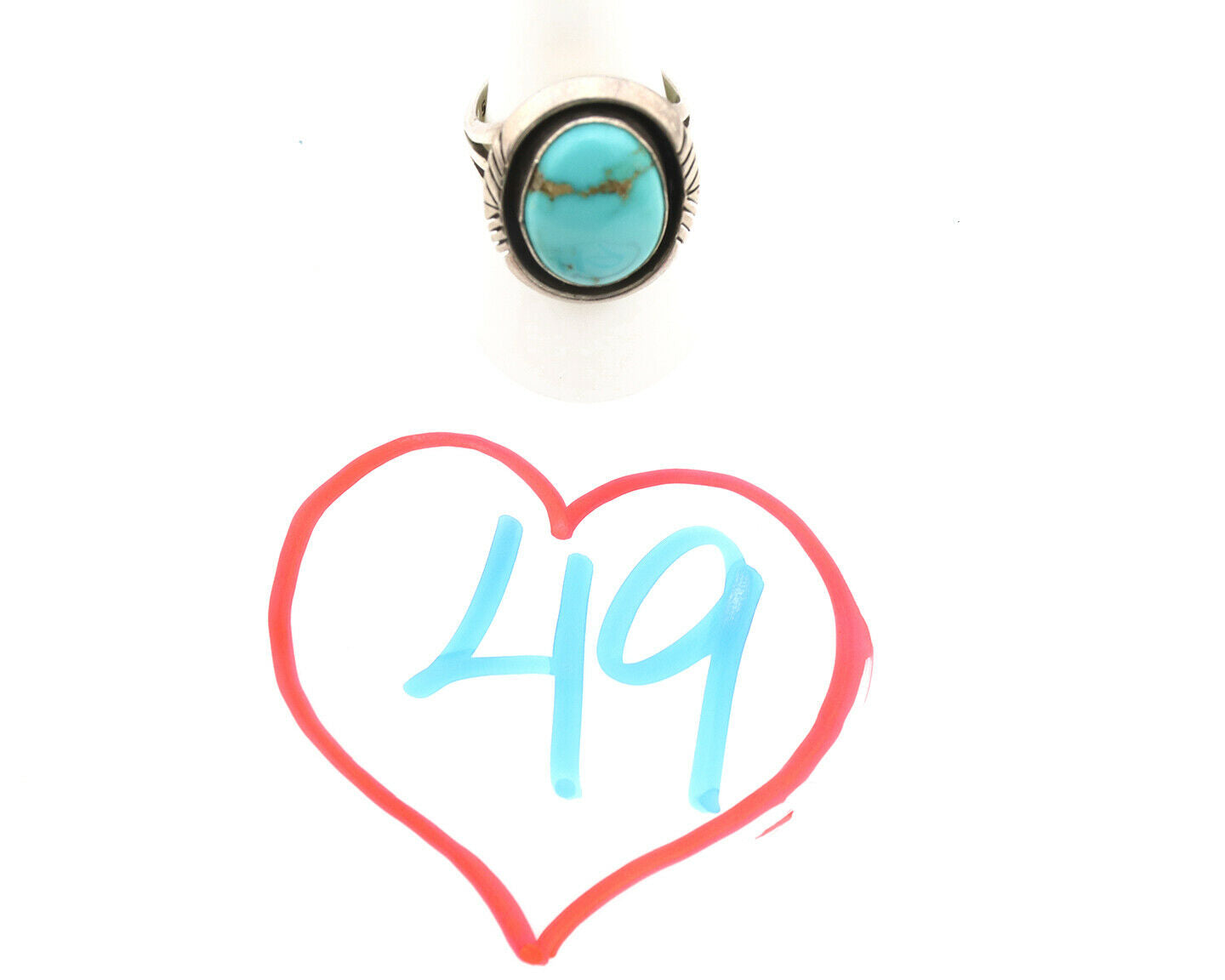 Navajo Ring .925 Silver Natural Blue Turquoise Signed Artist C.1980's