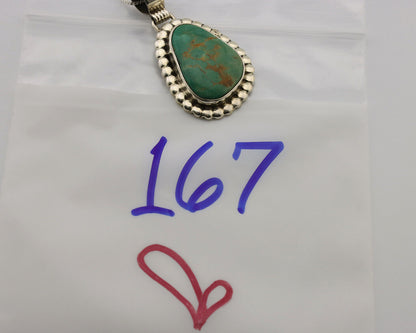 Navajo Necklace .925 Silver Kingman Turquoise Signed Native C.1980's