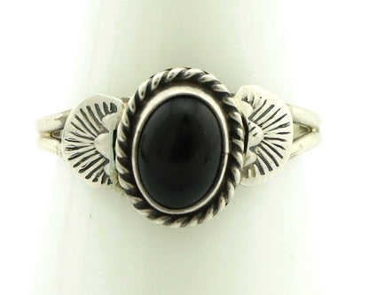 Navajo Ring 925 Silver Natural Mined Black Onyx Native American Artist C.80's