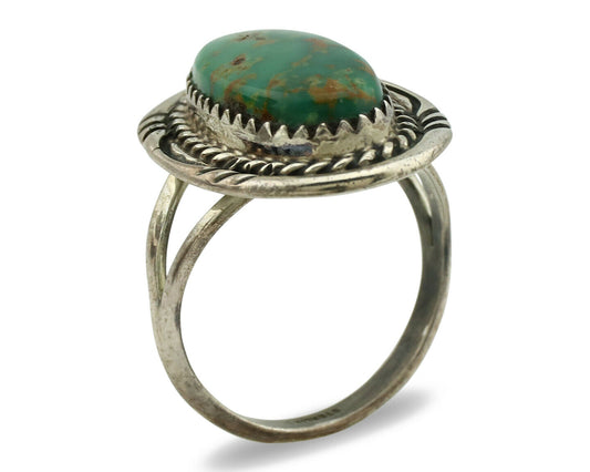 Navajo Ring .925 Silver Kingman Turquoise Native American Artist C.1980's