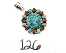 Navajo Pendant .925 Silver Natural Turquoise & Coral Signed Artist BP C.80's