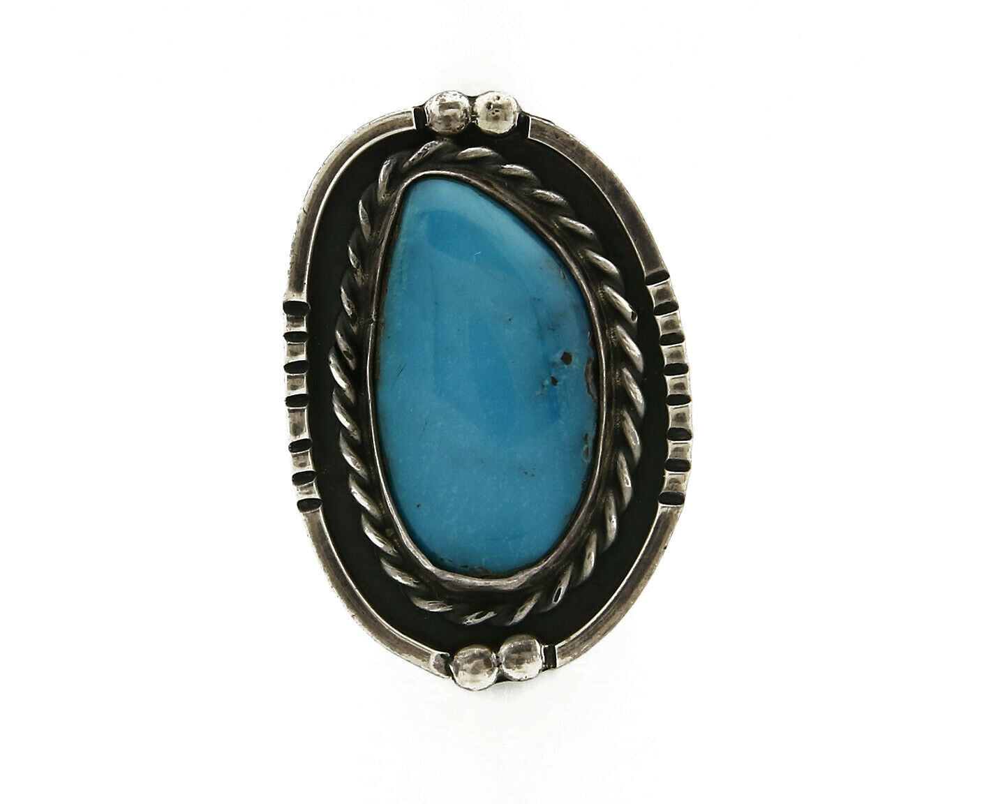 Women's Navajo Ring .925 Silver Blue Gem Turquoise C.80's