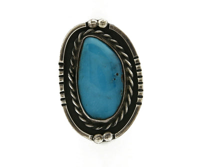 Women's Navajo Ring .925 Silver Blue Gem Turquoise C.80's