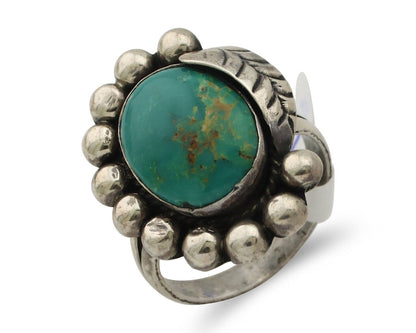 Navajo Ring .925 Silver Blue Gem Turquoise Native American Artist C.80's