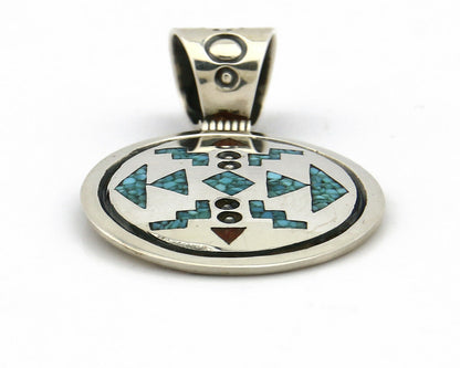 Navajo Inlaid Pendant .925 Silver Signed Artist Stanley Bain C.80's