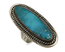 Navajo Ring 925 Silver Natural Blue Turquoise Artist Signed W Denetdale C.80's