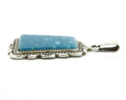 C. 1980-90's Navajo Signed TALHAT Blue Turquoise .925 Silver Pendant