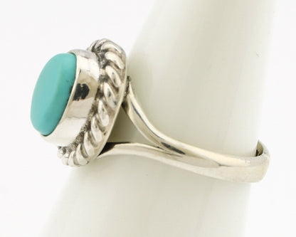 Navajo Ring .925 Silver Kingman Turquoise Artist Signed Gecko C.90's