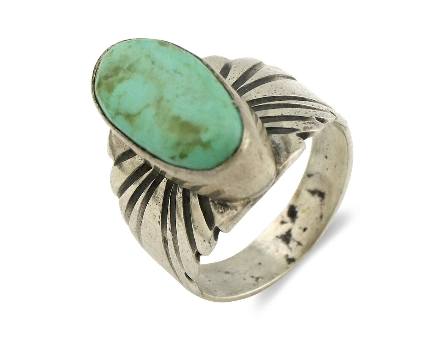 Navajo Ring .925 Silver Royston Turquoise Artist Signed Apache C.80's