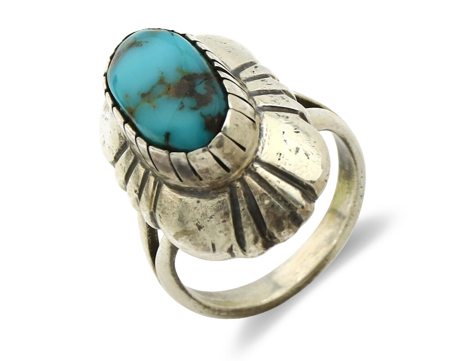 Navajo Ring .925 Silver Arizona Turquoise Signed M Montoya C.80's