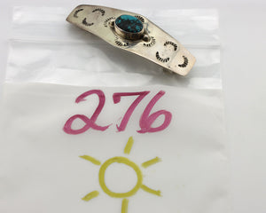 Navajo Hair Clip Barrette 925 Silver Spiderweb Turquoise Native American C.80s