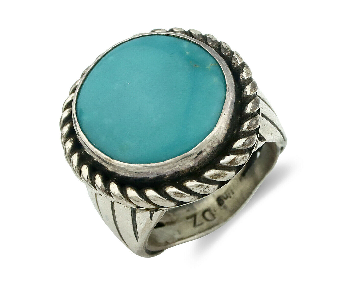 Navajo Ring .925 Silver Blue Turquoise Artist Doug Zachary C.80's